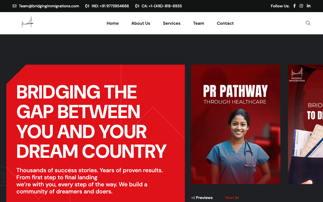 Bridging Immigrations - Consulting Website