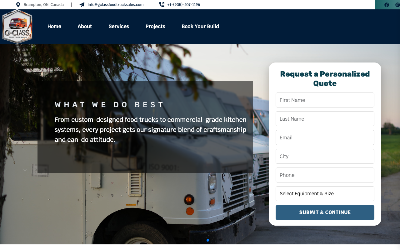 G Class Food Truck Sales - E-Commerce Website